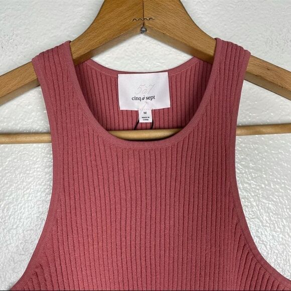 NWT Cinq a Sept Ellen Sleeveless Rib Knit Rosewood M - Picture 5 of 8